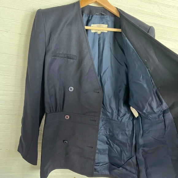 Vintage Valentino Miss V Women's Double-Breasted Blazer Navy Blue Size 42 Wool - Picture 10 of 16